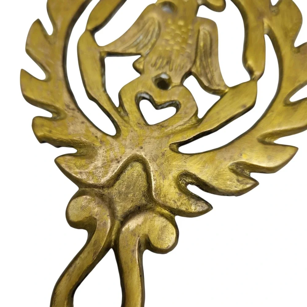 Vintage Brass Trivets Set of 2 Gold Tone Bird Eagle Japan MCM